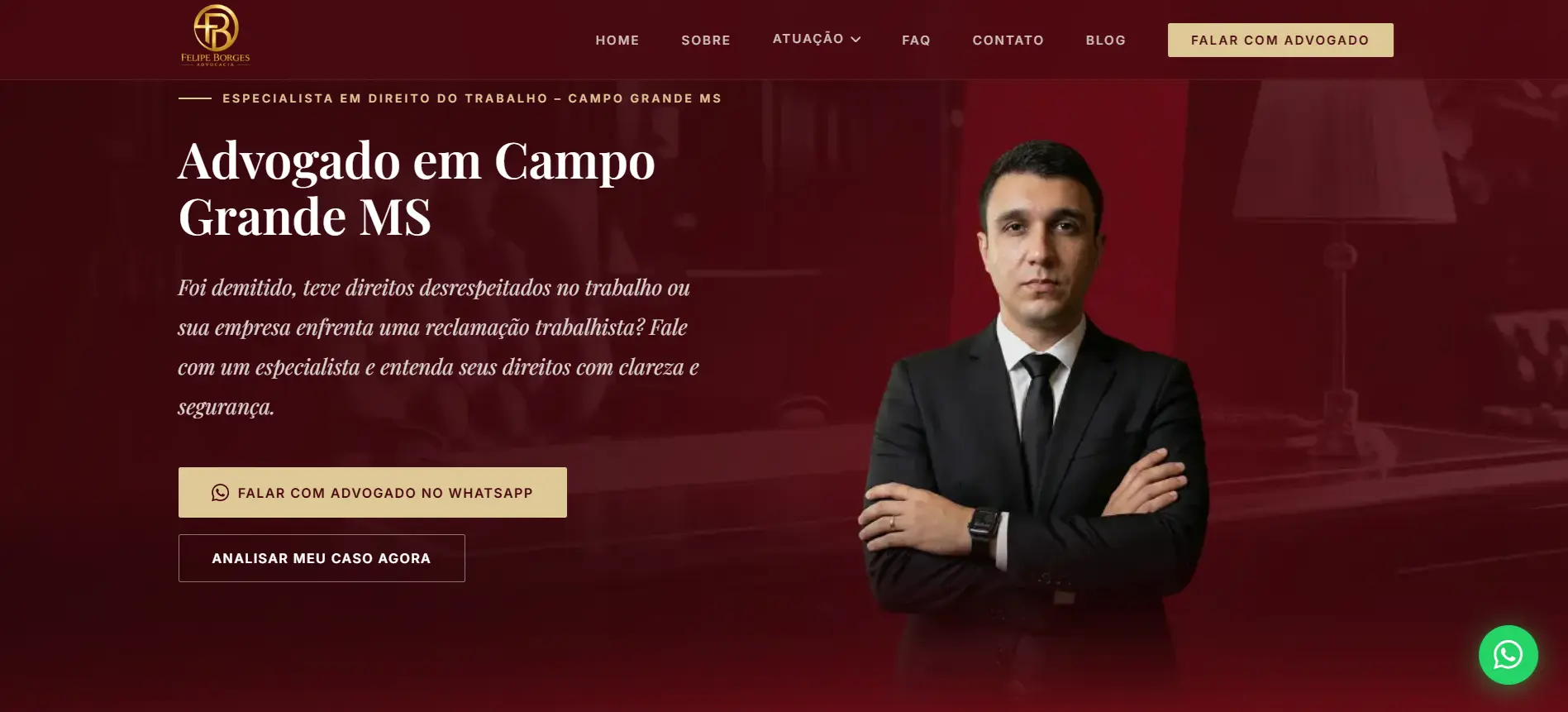 Captura de tela do site do Dr. Felipe Borges