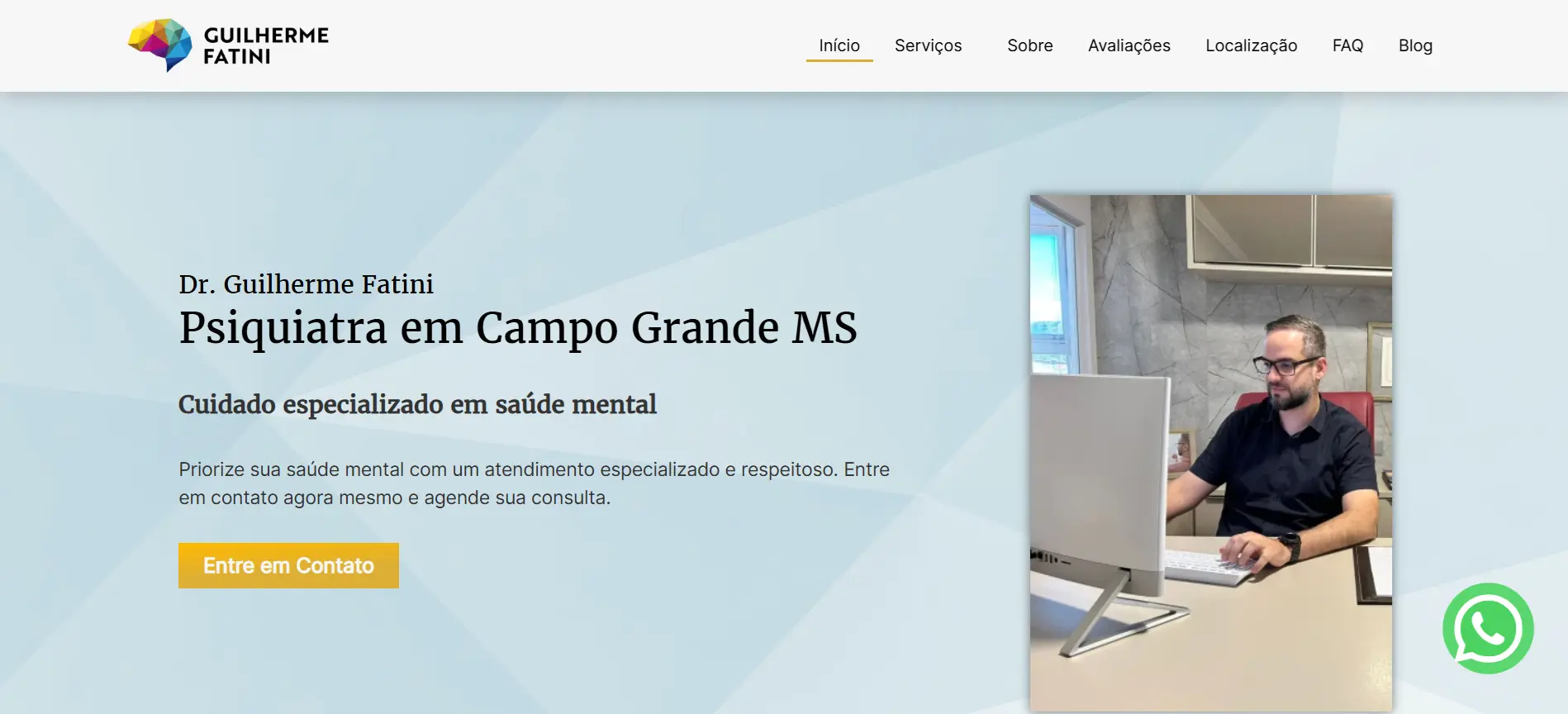 Captura de tela do site do Dr. Guilherme Fatini