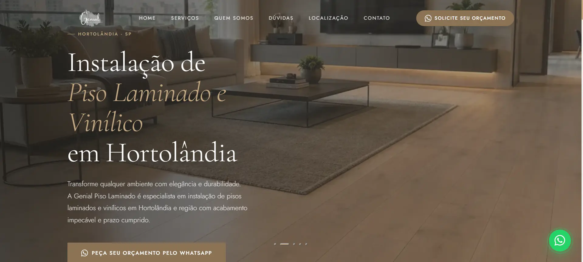 Captura de tela do site da Genial Piso Laminado